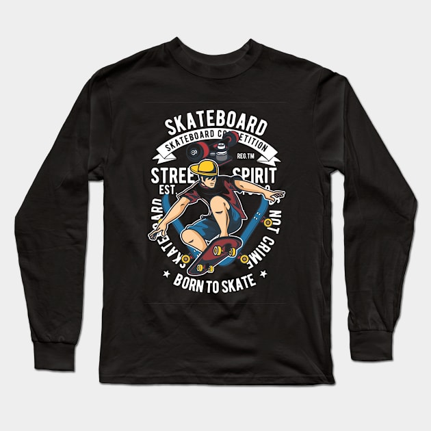 Skateboard Long Sleeve T-Shirt by Hudkins